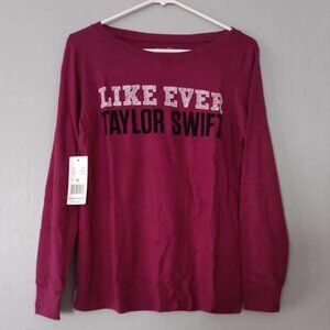 NEW Taylor Swift Like Ever Burgundy Long Sleeve Shirt Women's Small